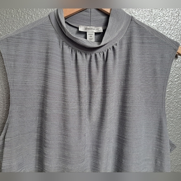 Vintage Mock Neck Sleeveless Textured Sage Green Top   Size 2X - Picture 8 of 9